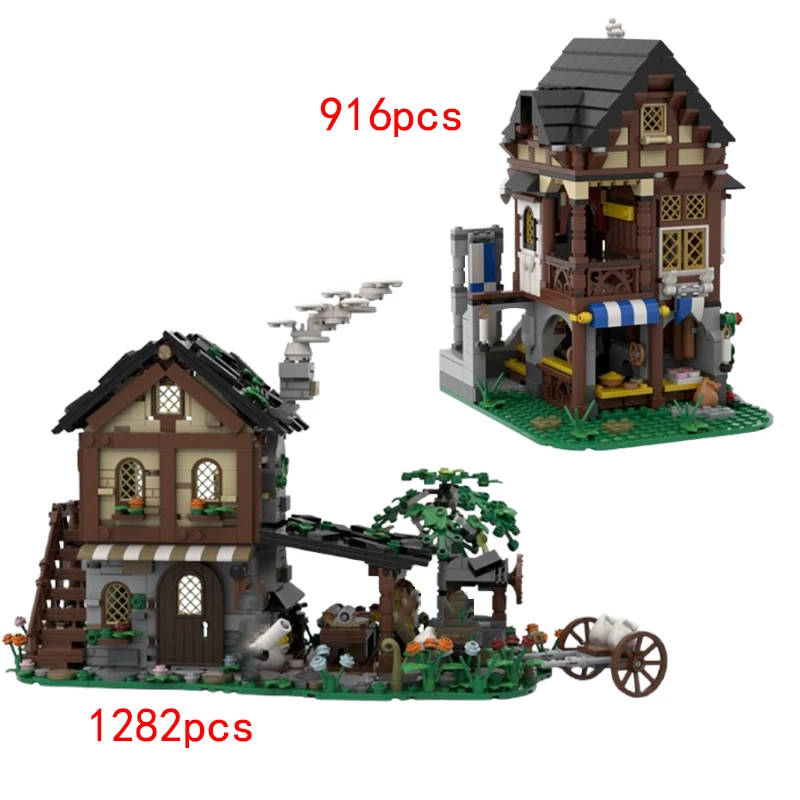 Spot MOC-125763 Medieval j Building House Bakery 108189 Small Pieces Assembling Building Blocks House Model Toys Gift Ornaments