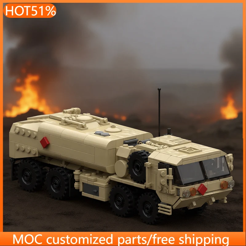 

707 деталей: Бронированная машина M978 HEMTT (песочный цвет) из серии MOC, модульный конструктор, игрушка-конструктор DIY, рождественский подарок