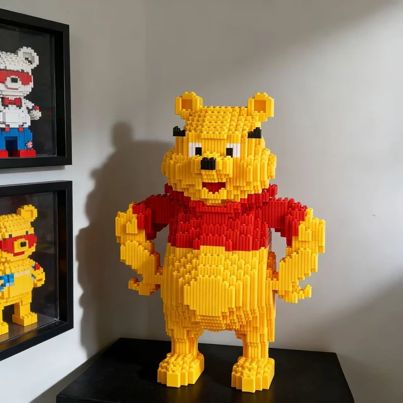 귀여운 위니 푸우 빌딩 블록 장난감 상호 연결된 입자 33cm 높이 모델 피규어 어린이를위한 완벽한 크리스마스 선물