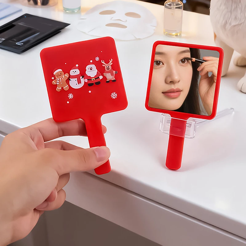Cute Glass Cartoon Christmas Santa Claus Little Rabbit Mirror Easy To Carry Pocket Makeup Mirror Portable Mini Makeup Mirror