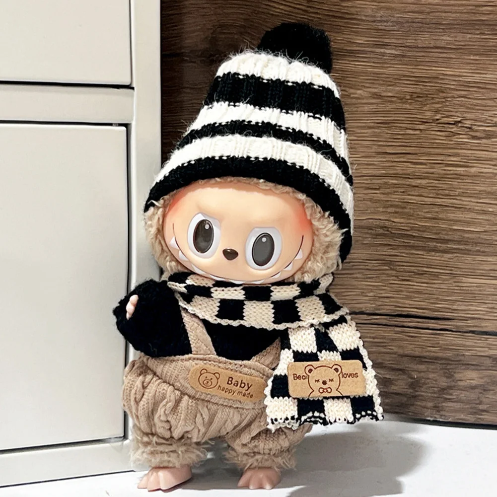 For 17cm Labubu Doll Clothes Fashion Clothes Hoodies Doll Clothes Color Match Hoodies Dolls Accessory