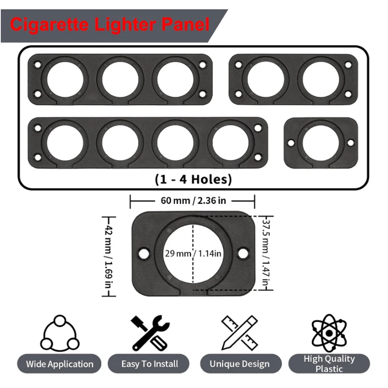 

Панель прикуривателя для автомобиля, морского мотоцикла, квадроцикла, автофургона - панель ABS, совместимая с лодкой, мотоцикла, грузовика, 1/2/3/4 отверстия