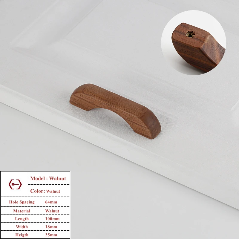 Walnoot Beuken Keukenkast Handvat Lade Massief Houten Meubeldeur Lade Ronde Knop Kast Houten Handvat Hardware Lange Trek