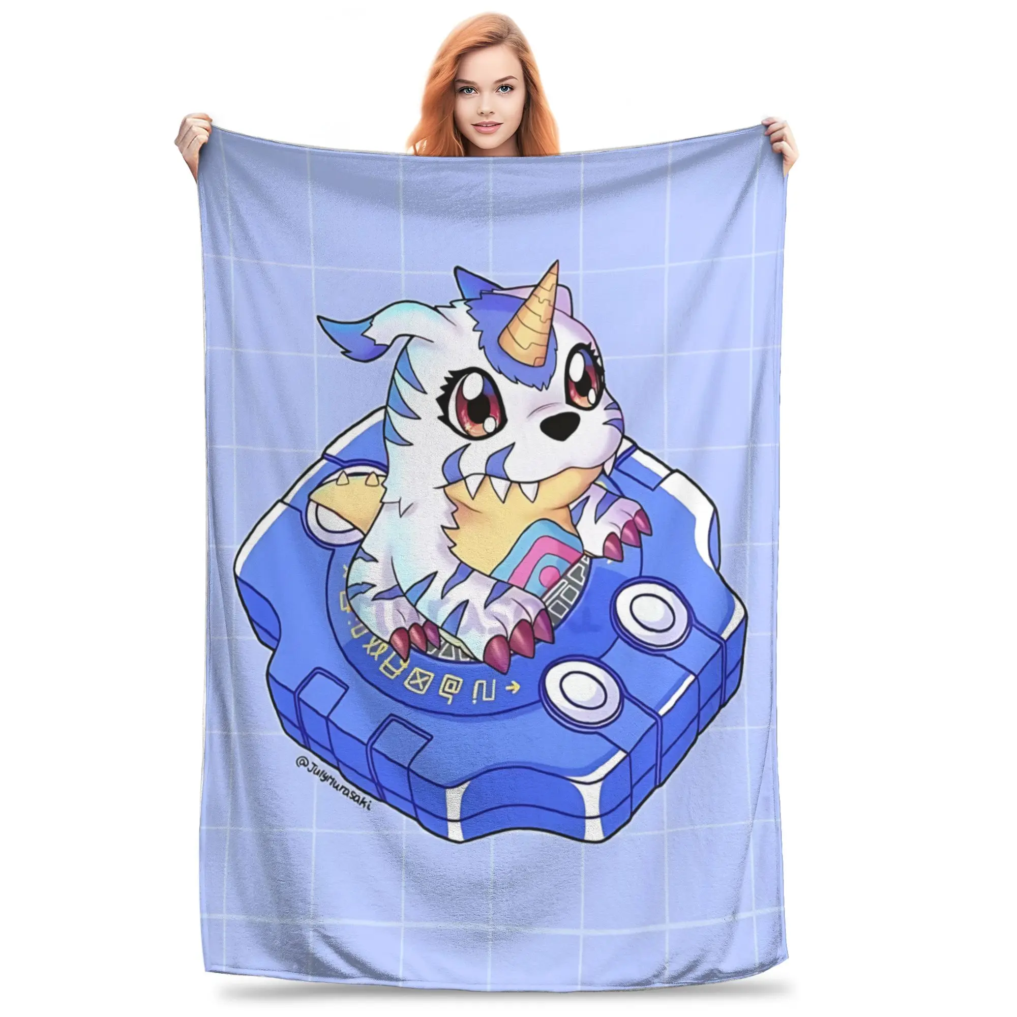 1PC Digimon Adventures  Winter Blankets for Adults Bedding Home Interior Sofa Knee