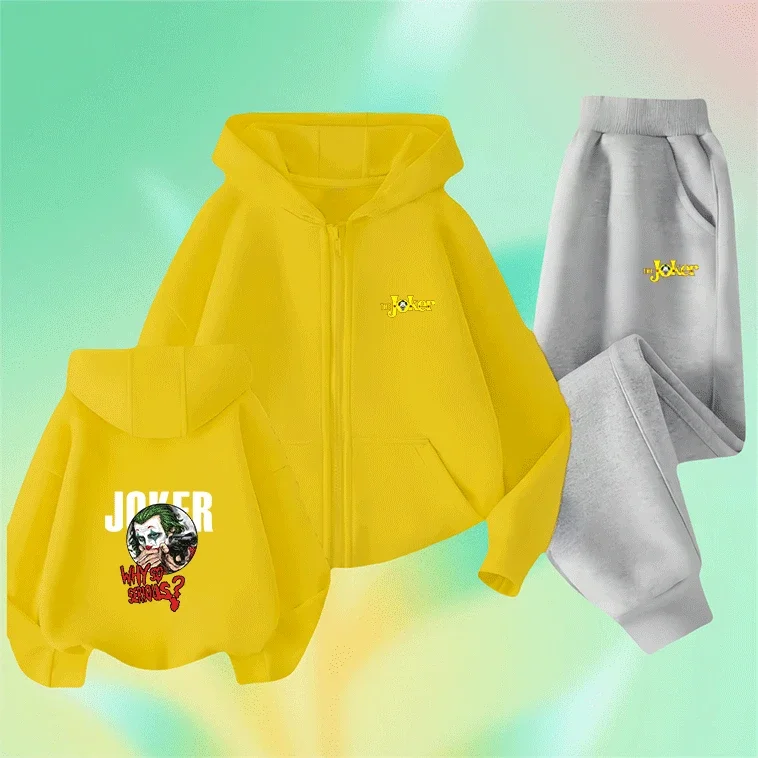 

Hot Sale The Joker Boys Girls Kids Zip Up Hoodie Set Cute Cartoon Print Warm Windproof Autumn Winter