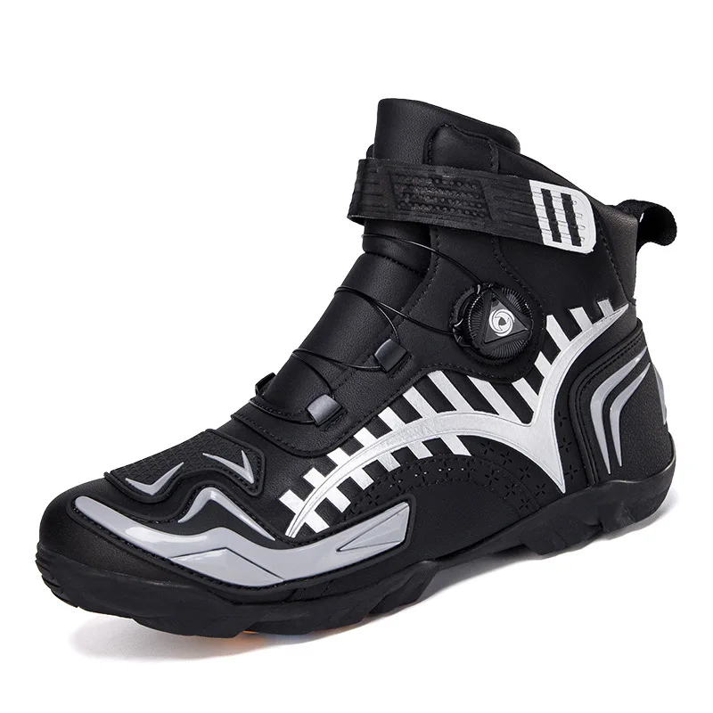 Men Motorcycle Protective Boots Leather Breathable Shock Absorption Motocross Shoes Motos Racing BootsAnti Slip Rubber Sole