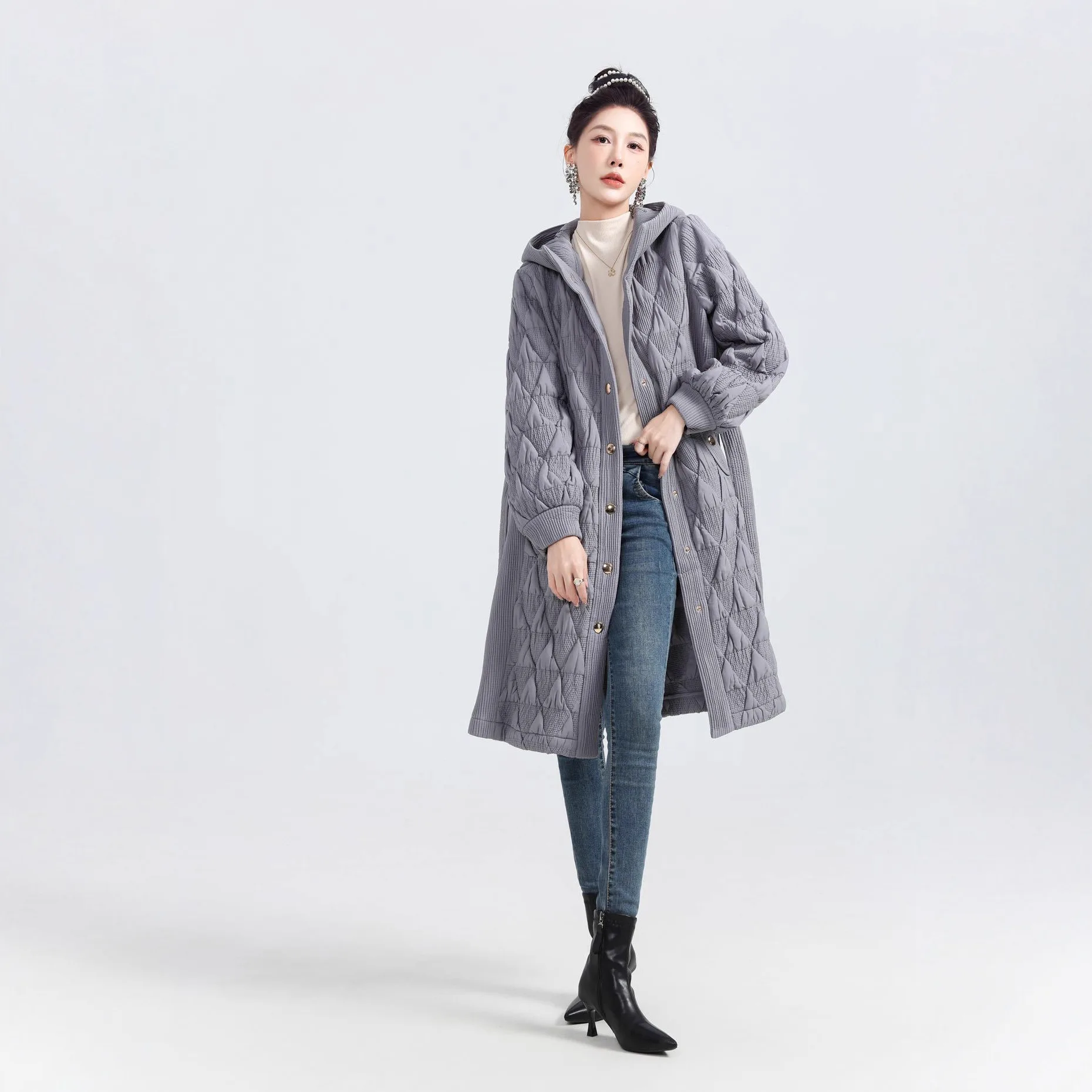 

Miyake Fold 2025 Autumn/Winter New Versatile, Reduced Age, Solid Color Fold Loose Women's Medium To Long Windbreaker Jacket