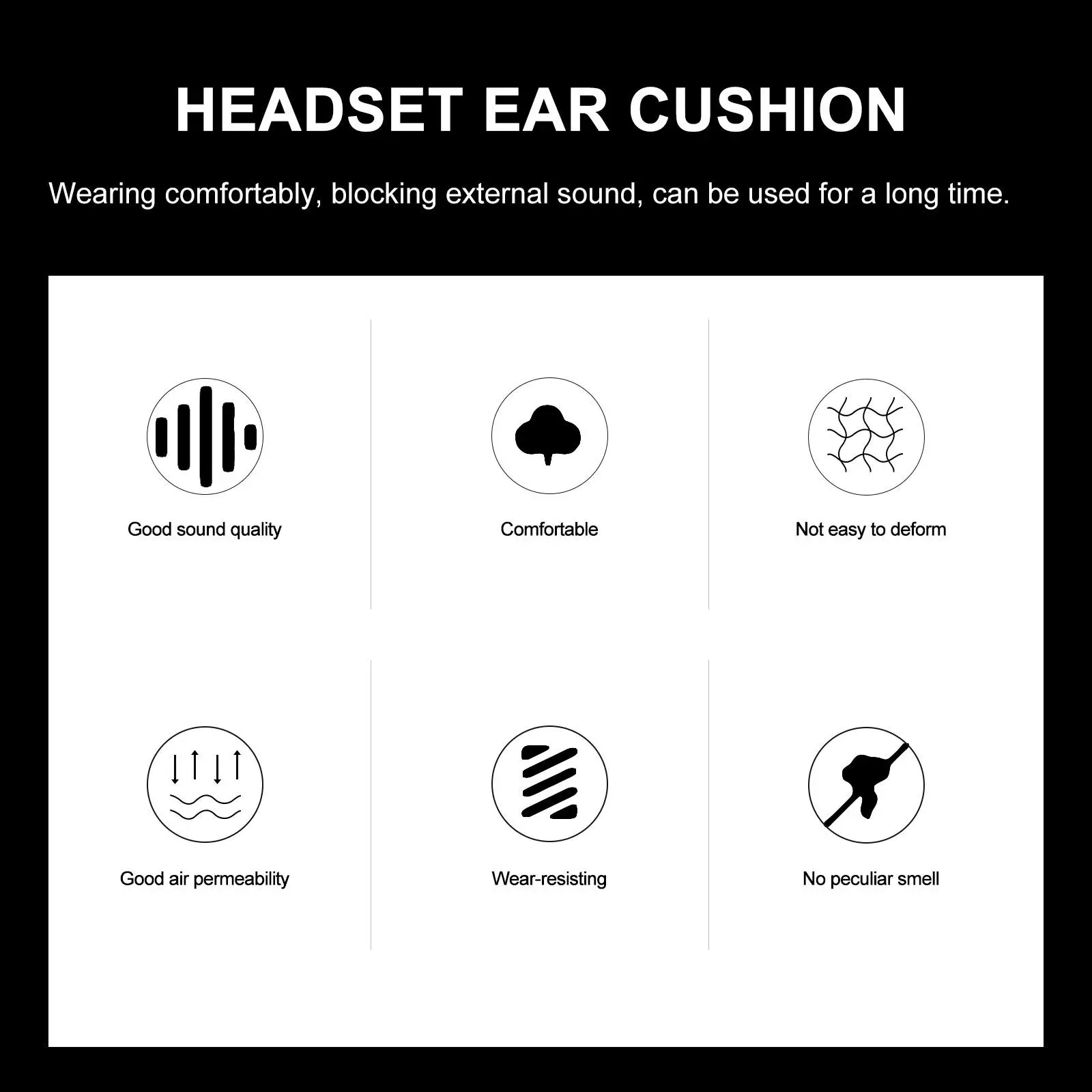 20Pcs Headset Earpad Replacement High Elastic Skin Friendly Memory Material Ear Cushions for Comfortable Extended Use Sound