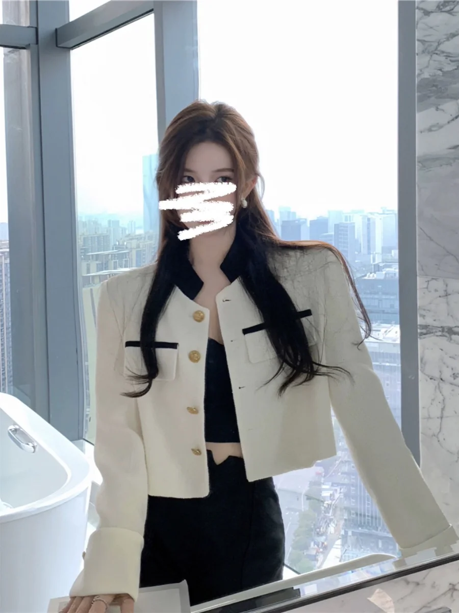 

Твидовый жакет, приталенный, женский, весна-лето, легкий, стандартный, водонепроницаемый, с цветовыми блоками, унисекс, молодежный, для активного отдыха, с защитой от ультрафиолета, OL