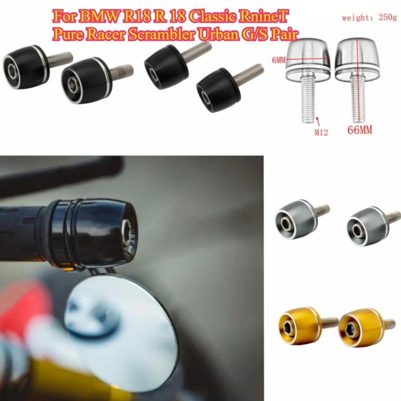 Handlebar Motorcycle  Grips Bar End Plug Caps Balancer For BMW R18 R 18 Classic RnineT Pure Racer Scrambler Urban G/S Pair