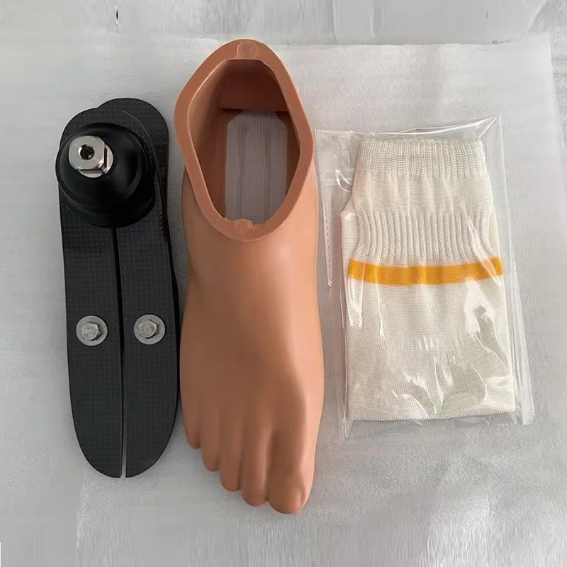 

A set of Carbon fiber footplate prostheses: low ankle prosthetic feet, stainless steel joints, 22-27cm prosthetic feet