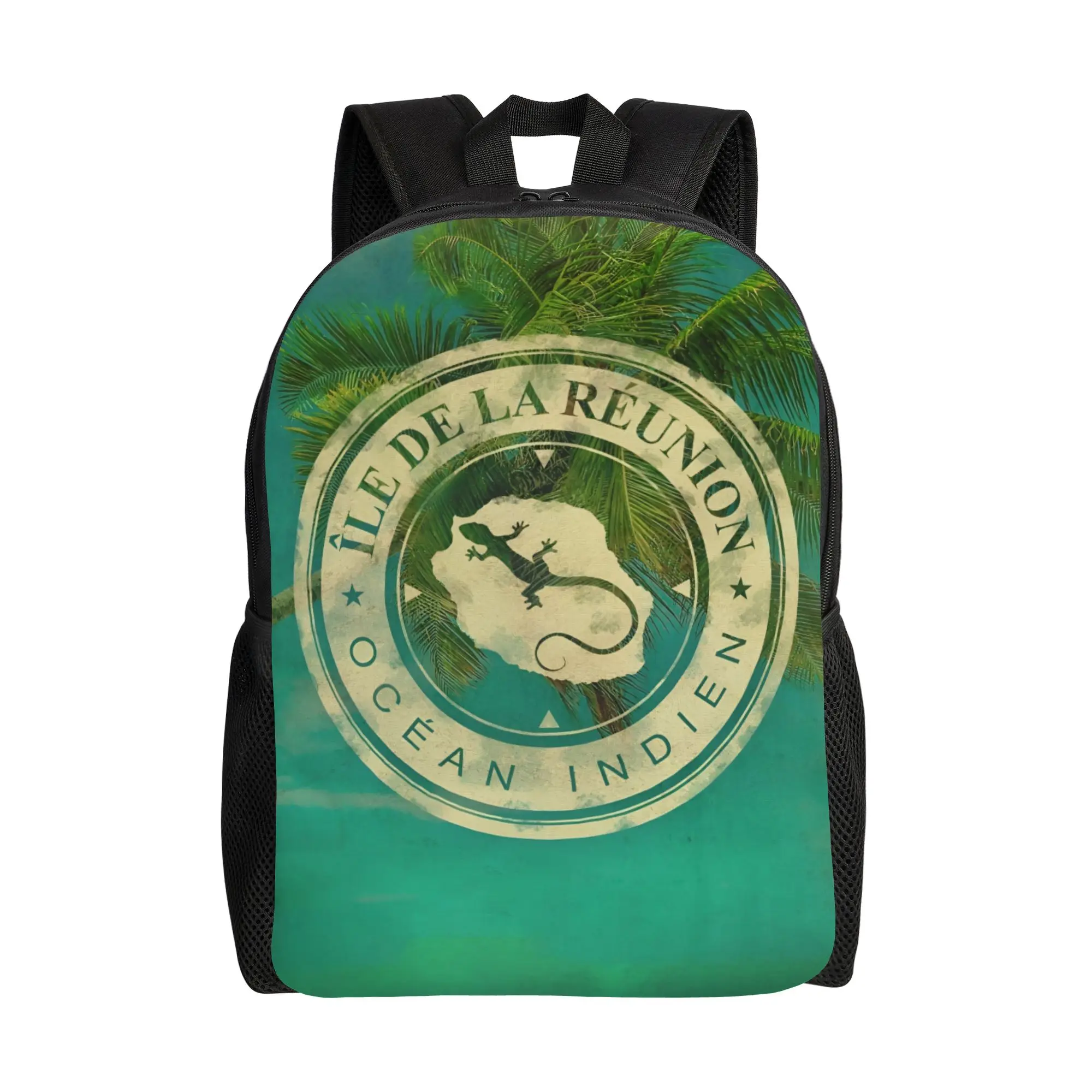 

Custom 974 Reunion Island Backpack for Women Men Water Resistant School College Ile De La Reunion Bag Print Bookbags