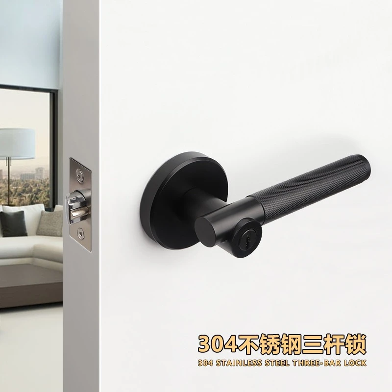 

304 Stainless Steel Door Lock Bedroom Household Wooden Door Indoor Bathroom Lock Single Tongue