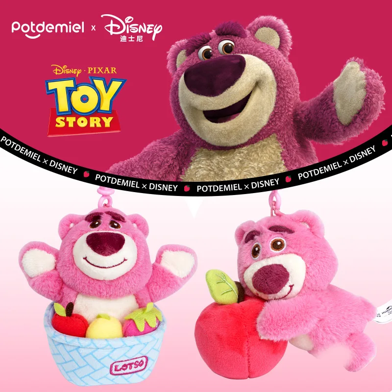 Potdemiel Disney Plush Doll Set Kawaii Lotso Stitch Charm with Strawberry Scent Soft Plush Toys for Bag Backpack Decoration