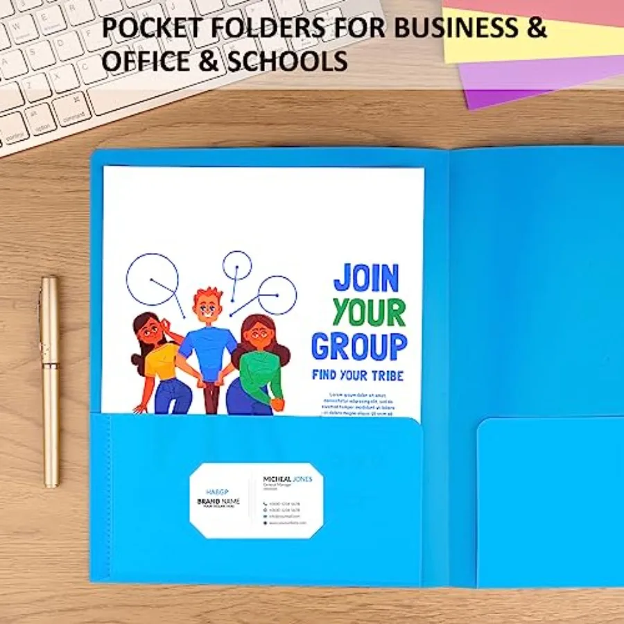 6-delige mappen met potten en visitekaartjeshouder Letter-formaat Gekleurde plastic potmappen voor documenten Archiefmappen voor school