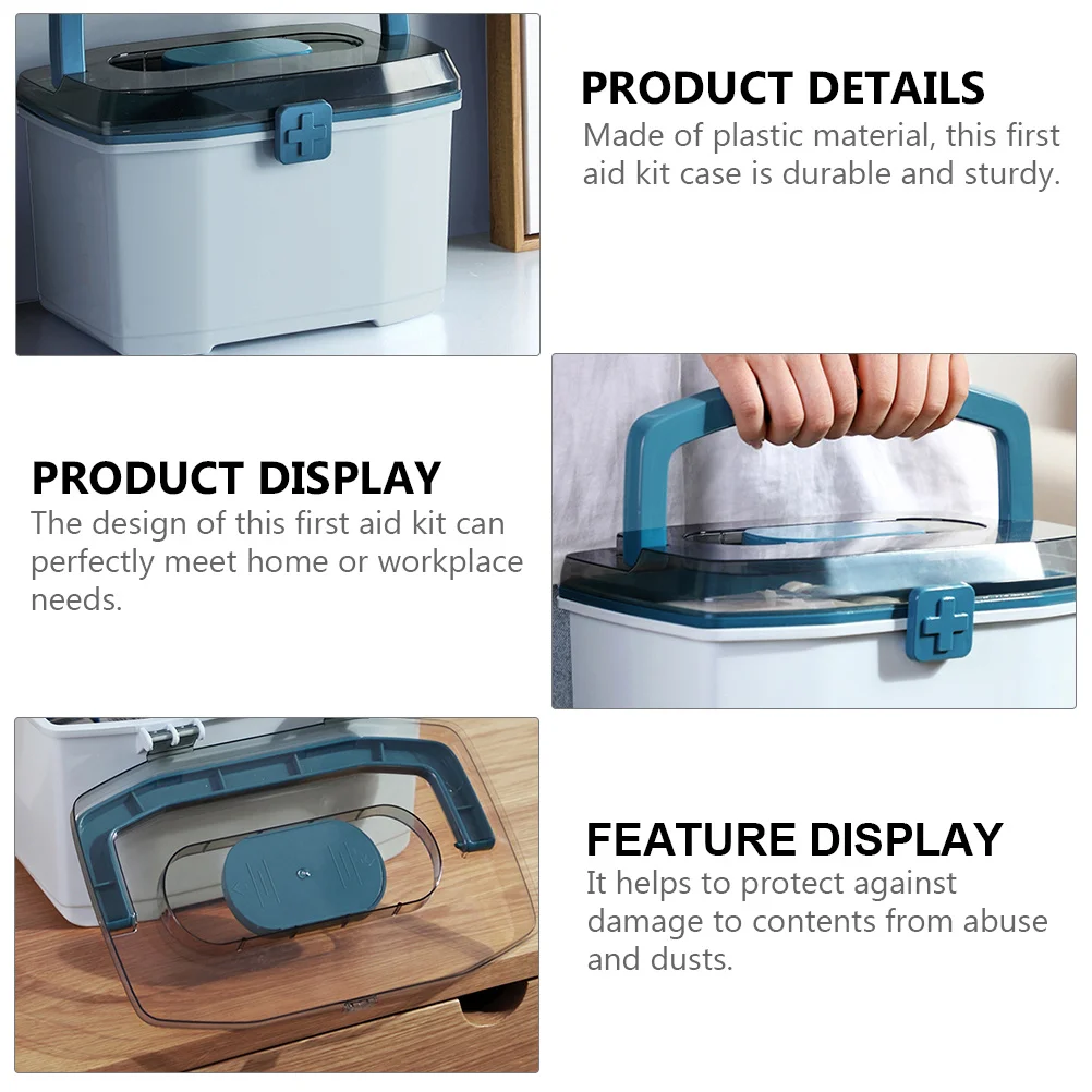 

Large Capacity Plastic Medicine Box Sturdy First Aid Case Organizer for Home Office School Outdoor Storage Emergency Case
