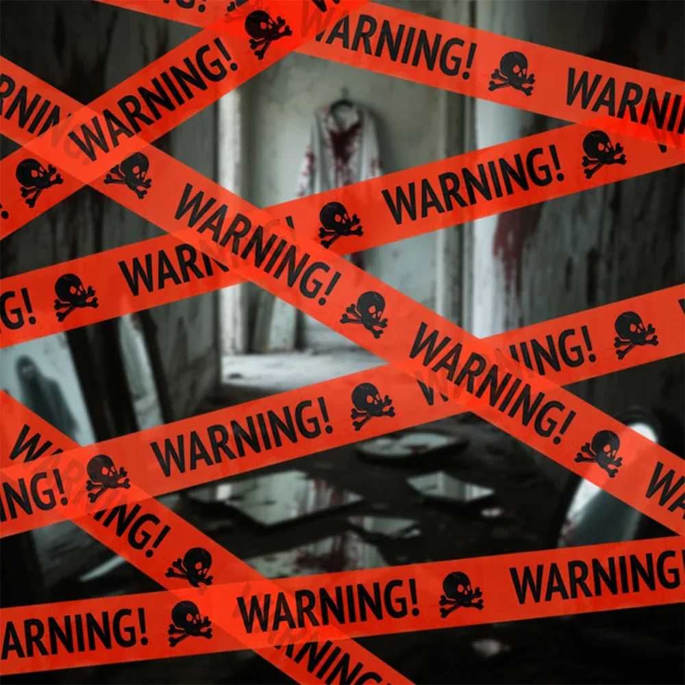 Runto 5M Halloween Warnlinie Prop, Happy Halloween Party Dekoration, Spukhaus Horror Atmosphäre Dekoration Requisiten