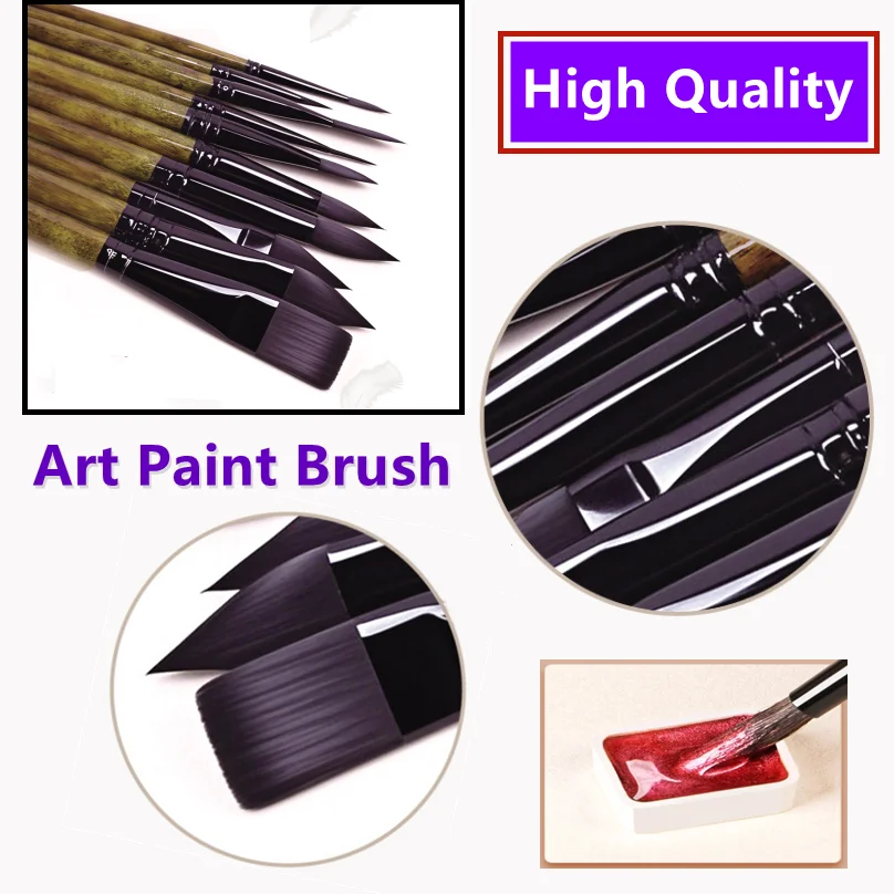 مجموعة فرش رسم بالألوان المائية مكونة من 10 قطع، فرشاة طلاء الوجه، لوازم فنية من الأكريليك متعددة الوظائف #4