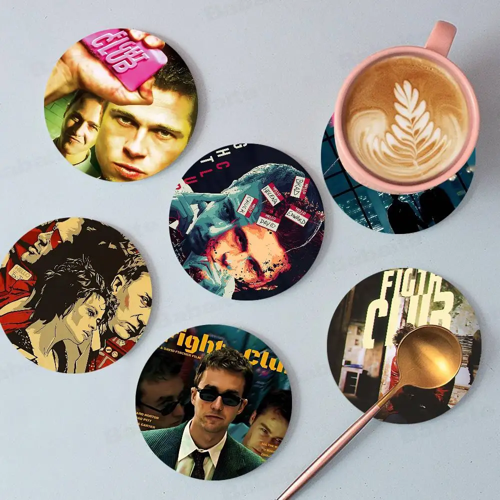 

Cult Movie Fight Club Wooden Coaster Colour Printing Cup Mat Home Desk Decoration Gifts