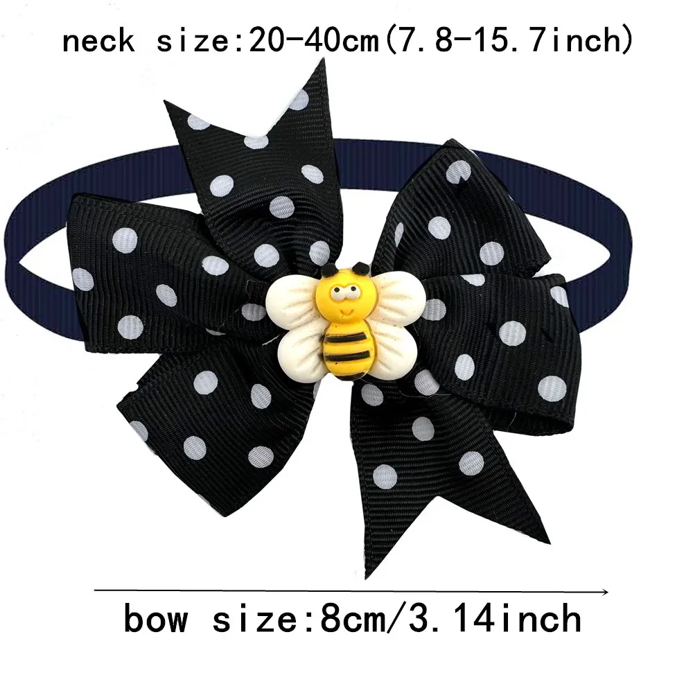 50pcs Puppy Dog Grooming Accessories Bee Flowers Style Cute Dog Bows Pet Dogs Bow Tie Necktie Bowknot Dog Bowties Supplies