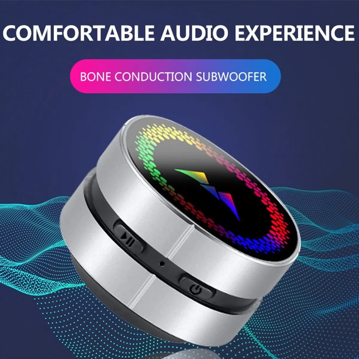 popop Bone Conduction Speaker TWS Wireless Mini Stereo Sound Portable LED Colorful Light Bone Conduction Speaker-Black