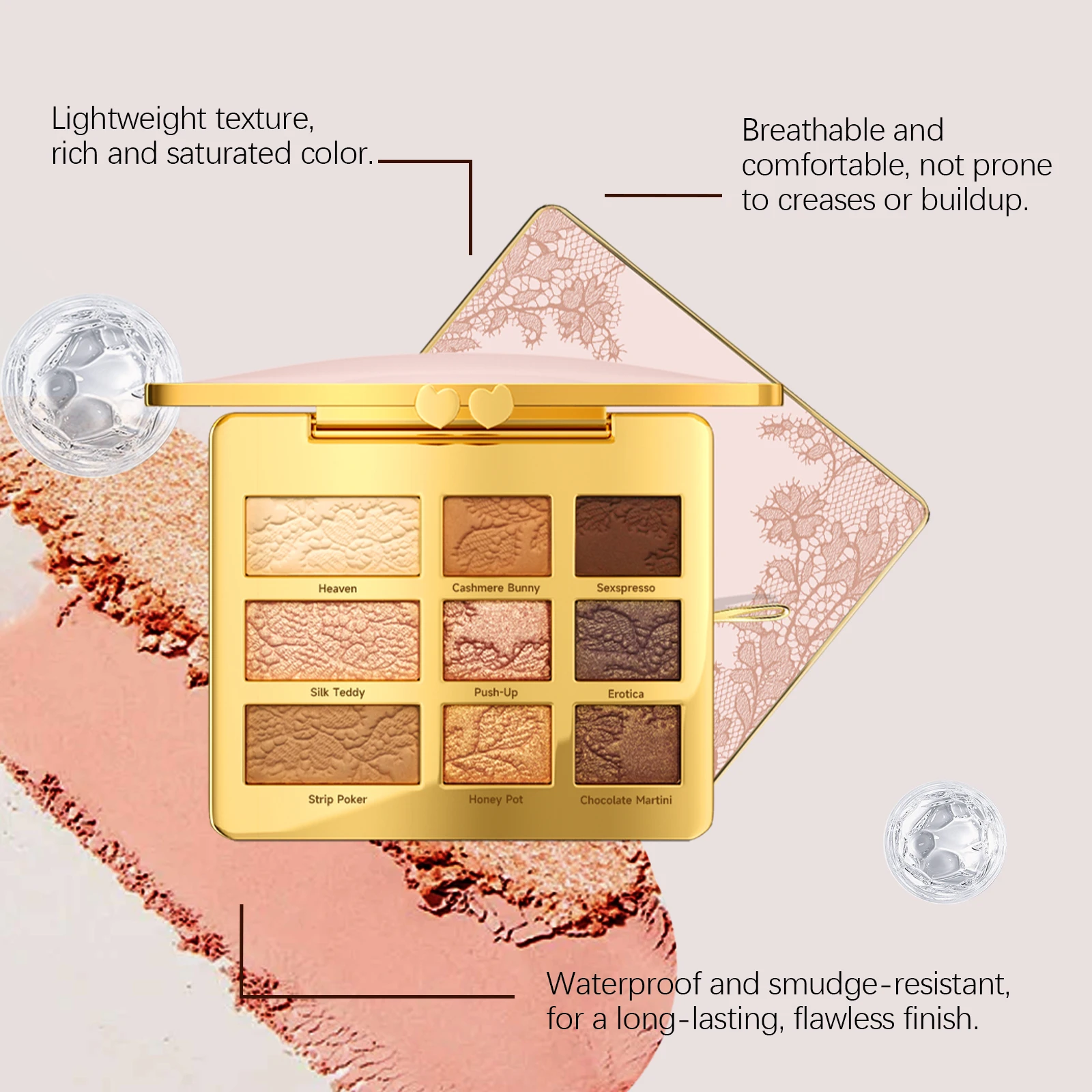 9 kleuren multifunctioneel make-uppalet Glitter oogschaduw Shimmer Pallet Markeerstift Poederborstel Beauty Kit Oogcosmetisch 12 g