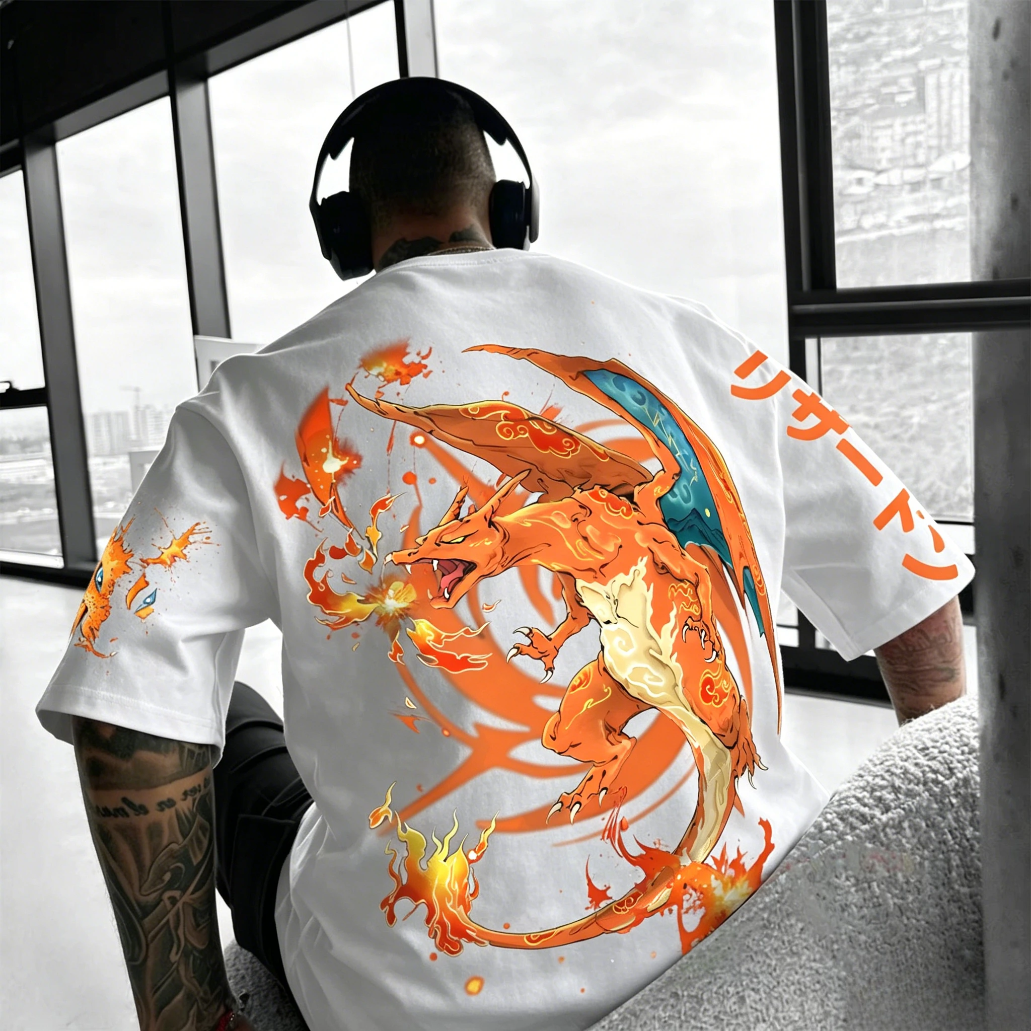 Anime Pokémon Dragon Print T-Shirt Unisex Cotton Streetwear Top Casual Comfortablefor Men Women and Kids Anime Style Graphic Tee