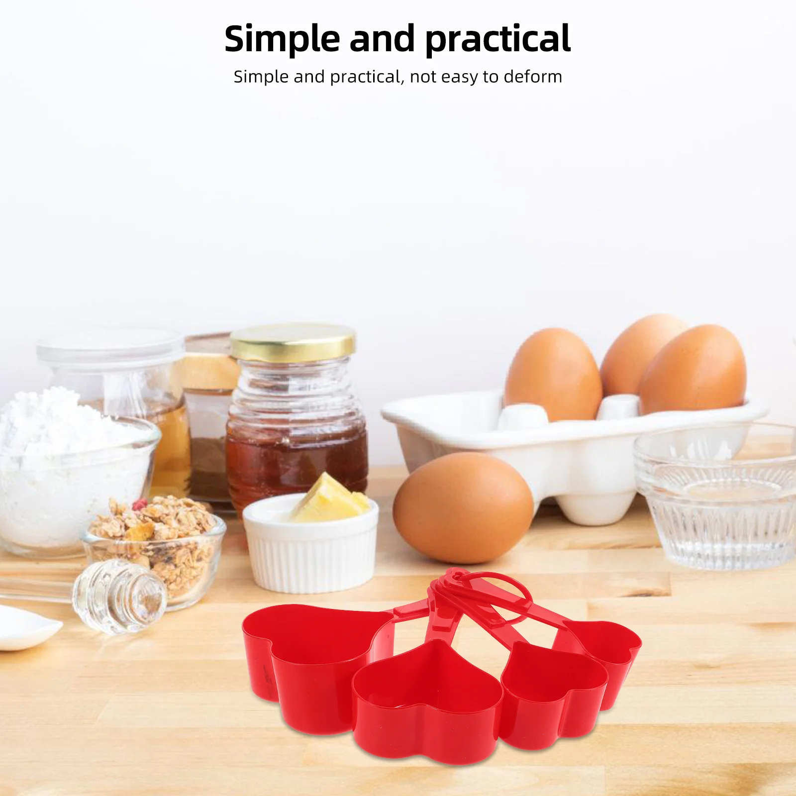 

1set Measuring Spoon Set Heart Shaped Plastic For Dry Liquid Ingredients Baking Cooking Coffee Tea Easy Clean Nesting Design
