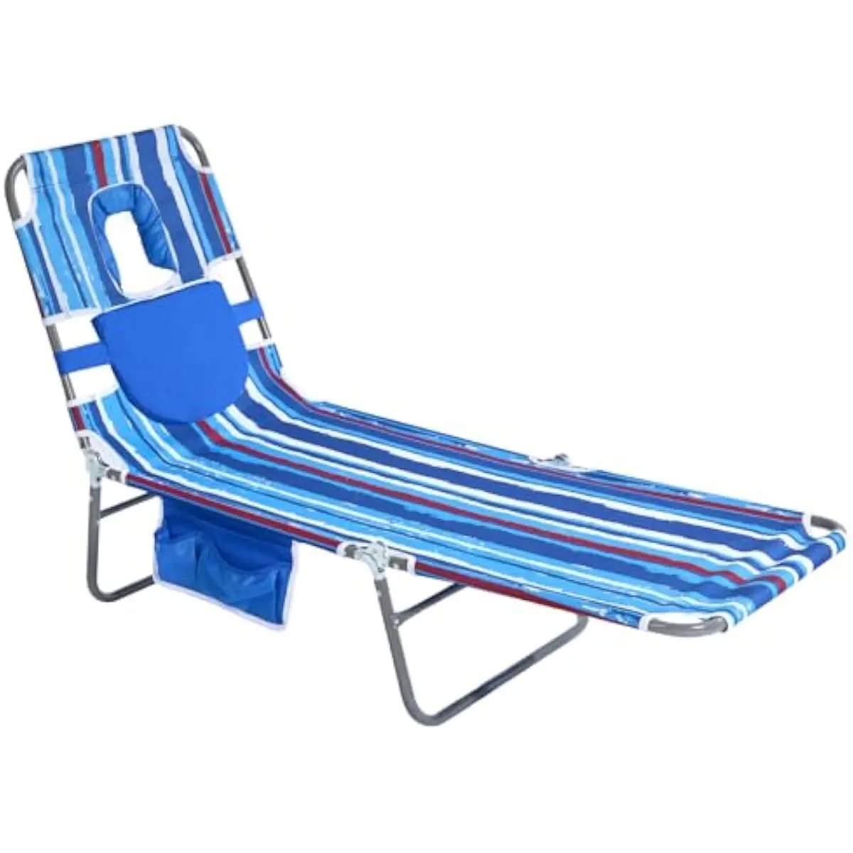 Sun-Ready Reclining Lounger with Adjustable Backrest Five Angles Flat-Lay Design Portable Backpack Beach Chair Featuring Durable