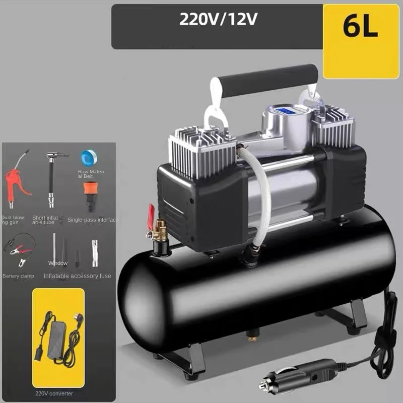 Compressor de ar Elétrico para Carro Inflator de Pneus Portátil Bomba de Motocicleta Compressor de ar Pequeno 12v 220v 2.5l 4l 6l