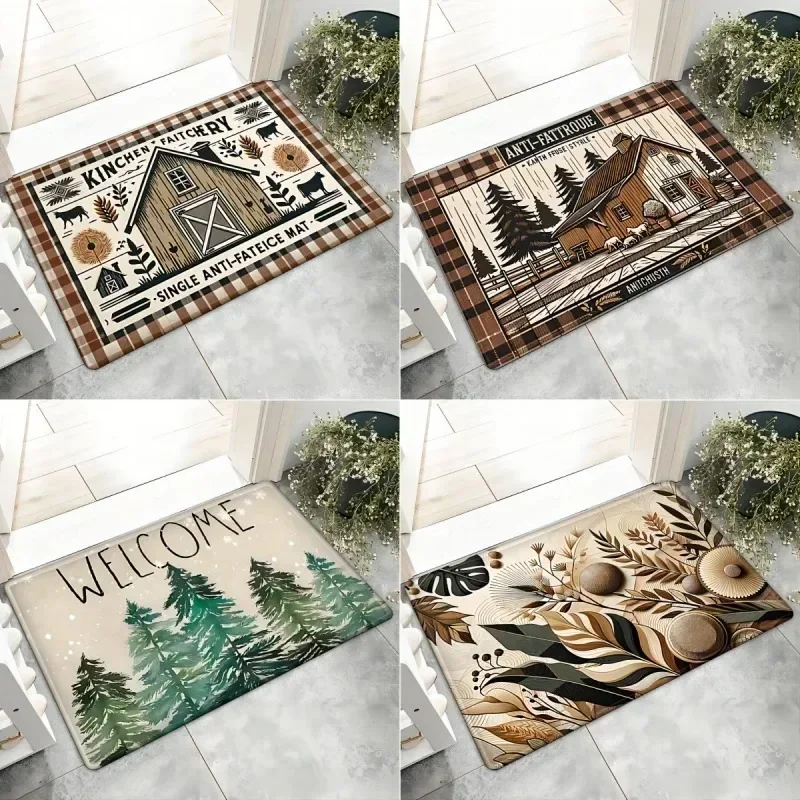 Log Cabin Print Bath Mat Super Absorbent Floor Carpets Country Style Home Decor Kitchen Rug Non-slip Doormat Entrance Footpad