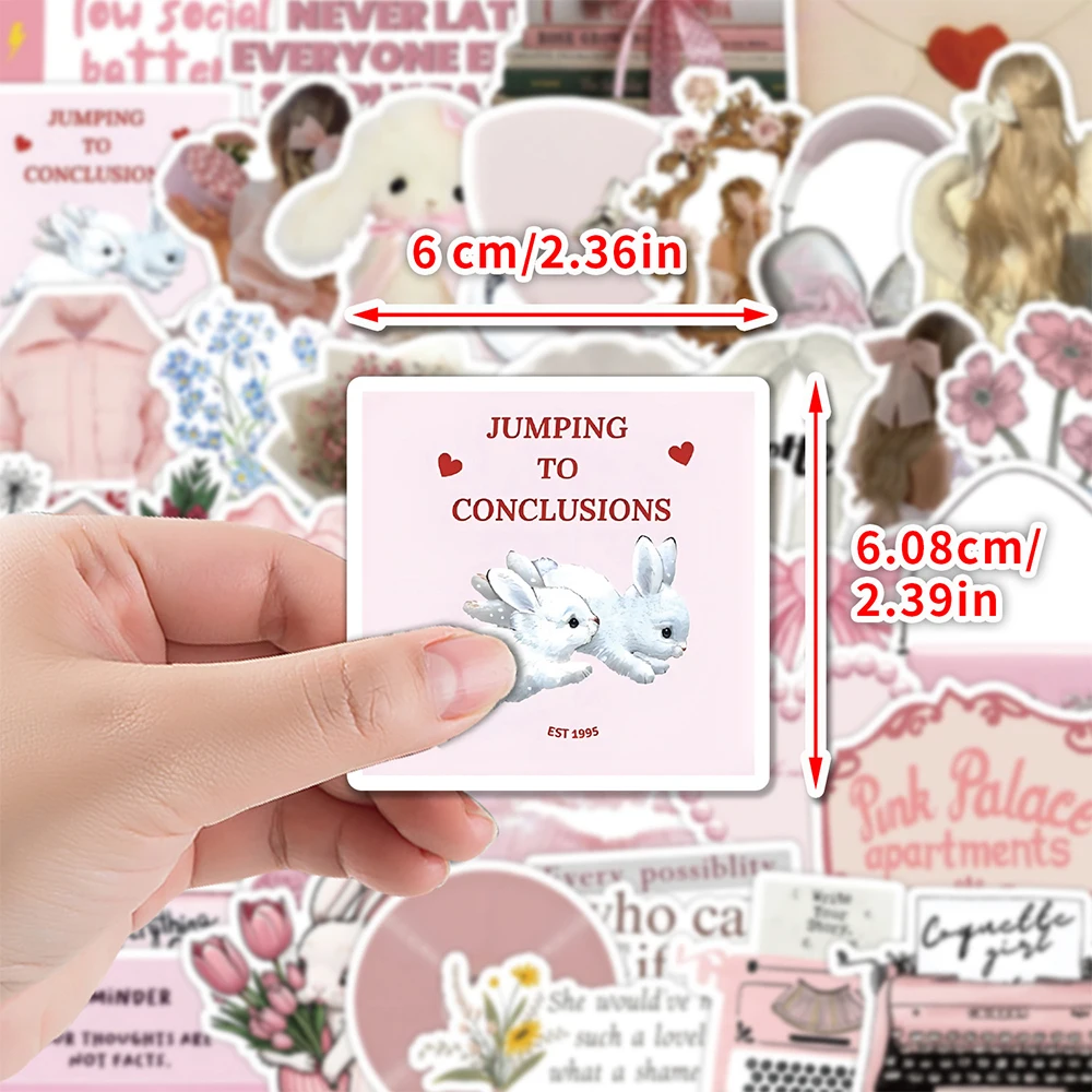 10/30/50 قطعة الكرتون الوردي Ins نمط Coquette فتاة ملصقات Vintage الشارات الجمالية سجل القصاصات الهاتف الأمتعة الكتابة على الجدران لطيف ملصق