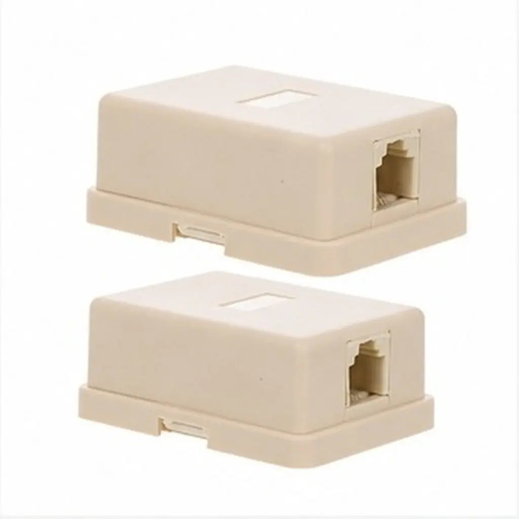 2Pcs Telephone Junction Box Beige Single Hole Splitter Telephone Line Connector for Home Office Phone Accessories