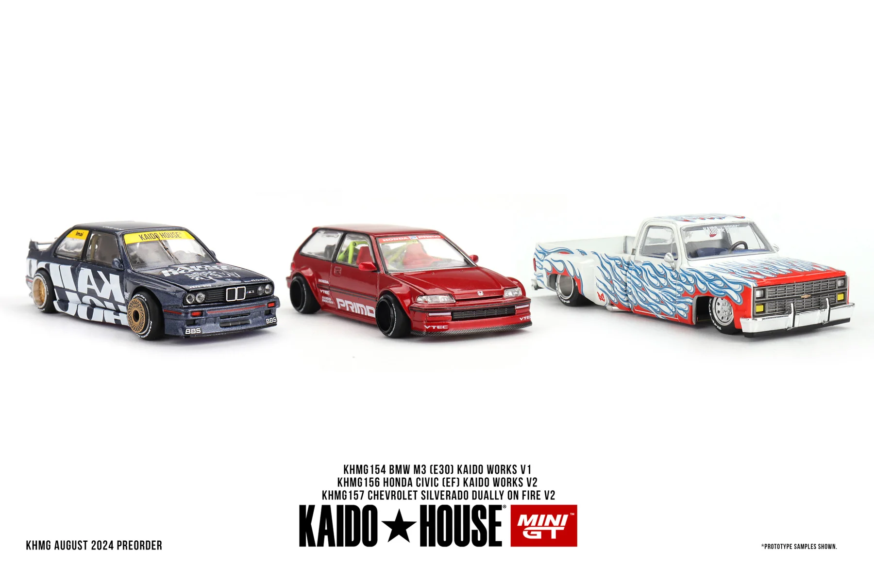 Kaido House + MINIGT 154 M3 E30 Kaido Works V1 Odlewany model samochodu