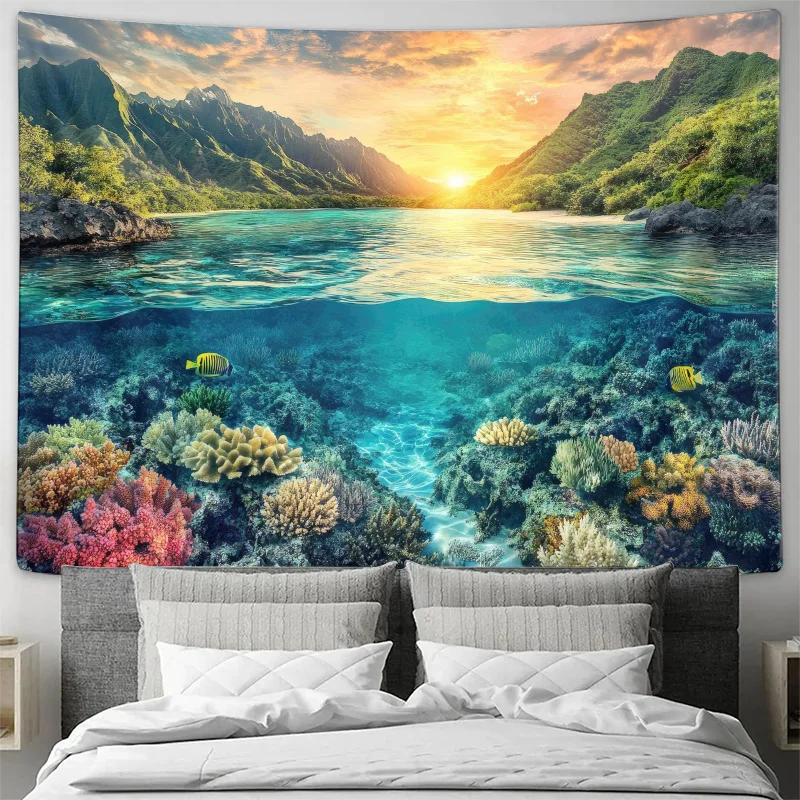 

Underwater Coral Paradise Wall Hanging – Natural Ocean Scenery Tapestry