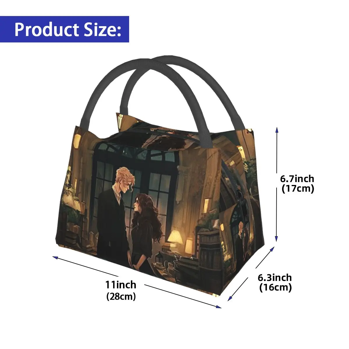Dramione At The Library Insulated Lunch Bag for Women Children Portable Food Boxes Thermal Lunch Box Tote