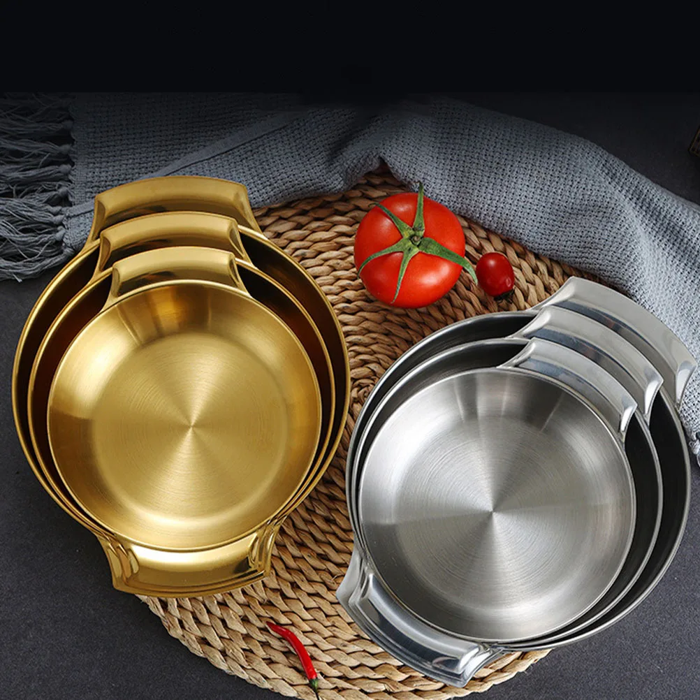 

Stainless Steel Food Serving Tray Snack Fruit Plate Steel Dinner Plate Storage Container Home Restaurant Use Silver