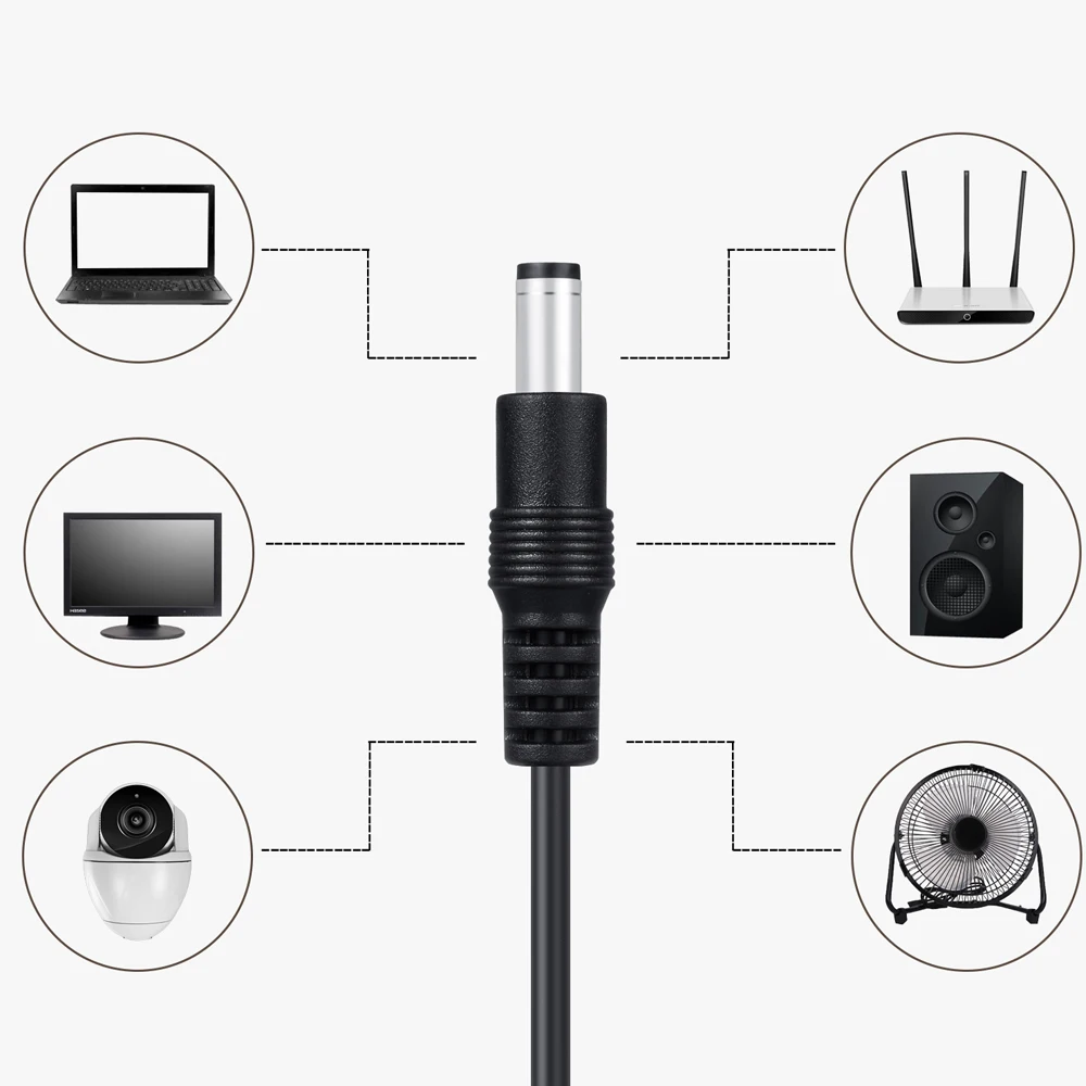 DC Charging Power Cord USB To 5.5*2.1 Multifunctional DC Interchangeable Plug Male 8-in-1 Charging Cable