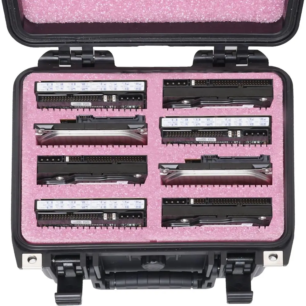 صندوق تخزين محرك الأقراص الصلبة ومضاد للكهرباء الساكنة، مقاوم للماء، محكم الغلق، قابل للقفل لحماية البيانات