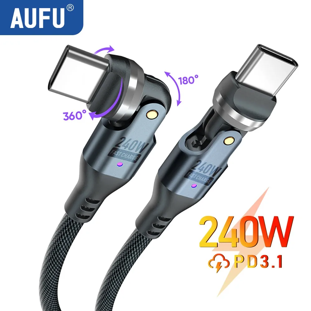 Câble AUFU 240W USB C vers Type C pour iPhone 16 15 Promax PD3.1 5A cordon de données de charge Super rapide pour Macbook iPad ordinateur portable fil USBC