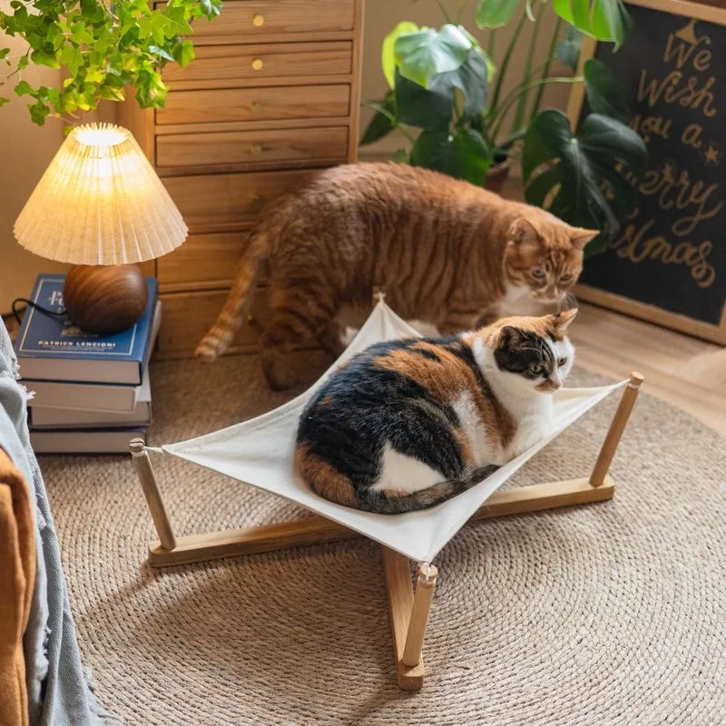 取り外し可能な猫用ロフトベッド-木製耐摩耗性猫用ハンモック-ペットハンモック-省スペースハンモック-猫用ベッド