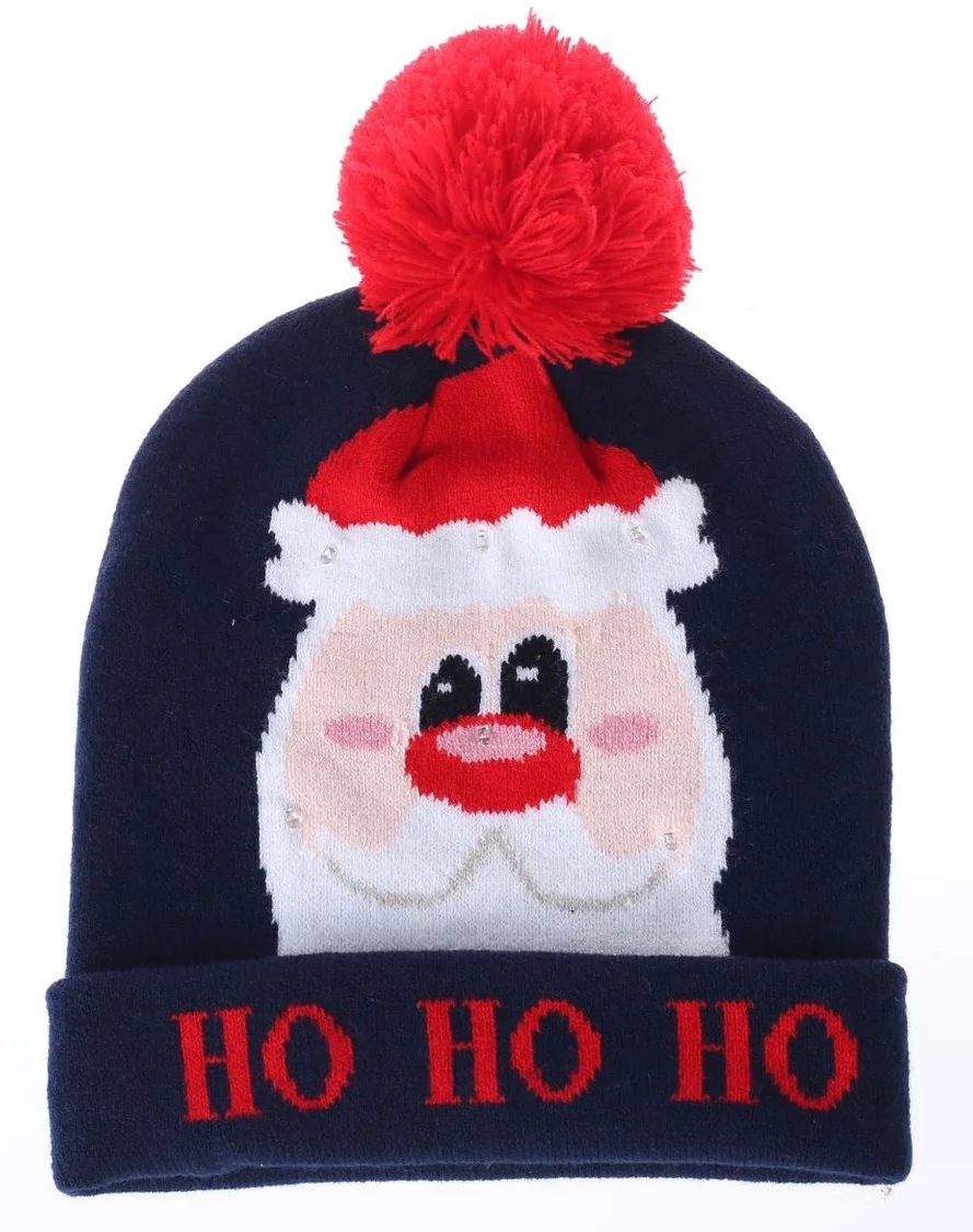 New Style! LED Christmas Hat Beanie Light Up Illuminate Warm Hat 48 Patterns New Year Snowman Sweater Hat Christmas Decorations