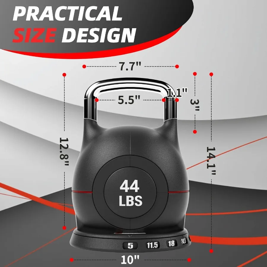 Zestaw Regulowanych Kettlebell LIFERUN - 7w1 Kettlebells do Ćwiczeń w Domu i Cross-trainingu Ofera Opcje Obciążenia 10 kg lub 20 kg