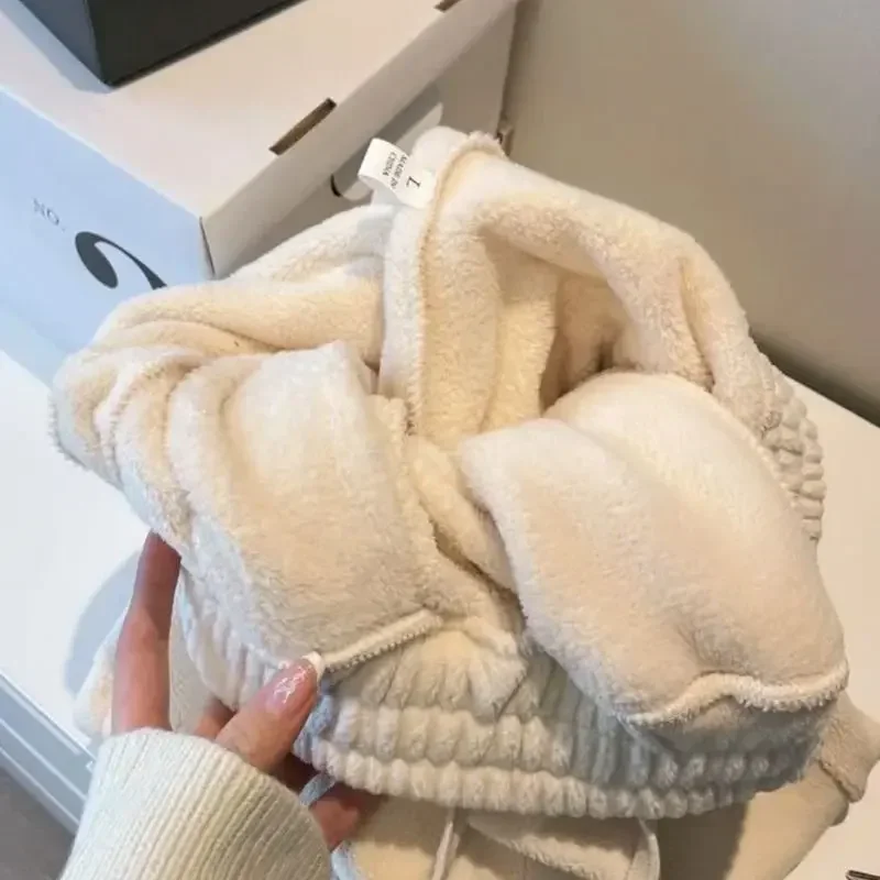 Women Warm Winter Pants Loose Casual Wide Leg Straight Sweatpant Fleece Autumn High Waist Warm Thickened Plush Trousers Y2k