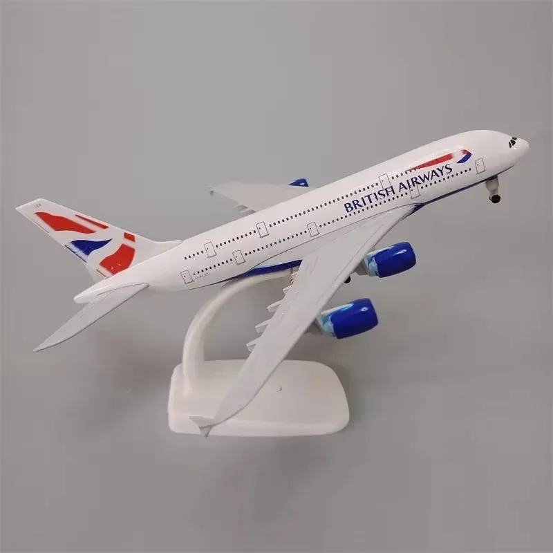 

20CM A380 UK British Airline 1:400 Airbus Alloy Aircraft Model Die-cast Airplane Model with Wheel Stand Collectible Display Mode