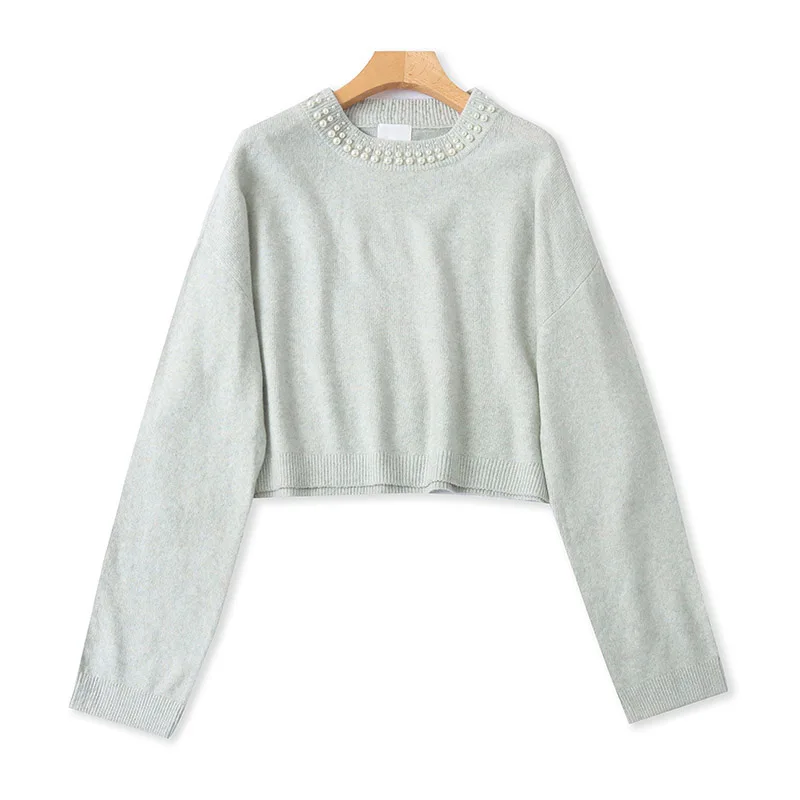 

Casual round Ne Beaded Knitted Sweater ort Loose Women's Sle Warm Long Sve Thermal Top for Daily Wear Online Exclusive