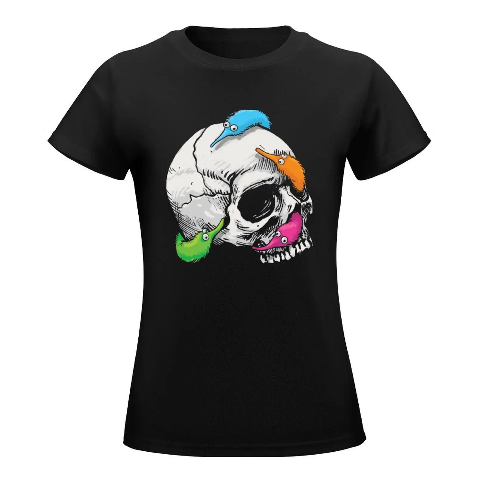 Worms on a String on a Skull T-Shirt hippie clothes Short sleeve tee t-shirt dress for Women graphic