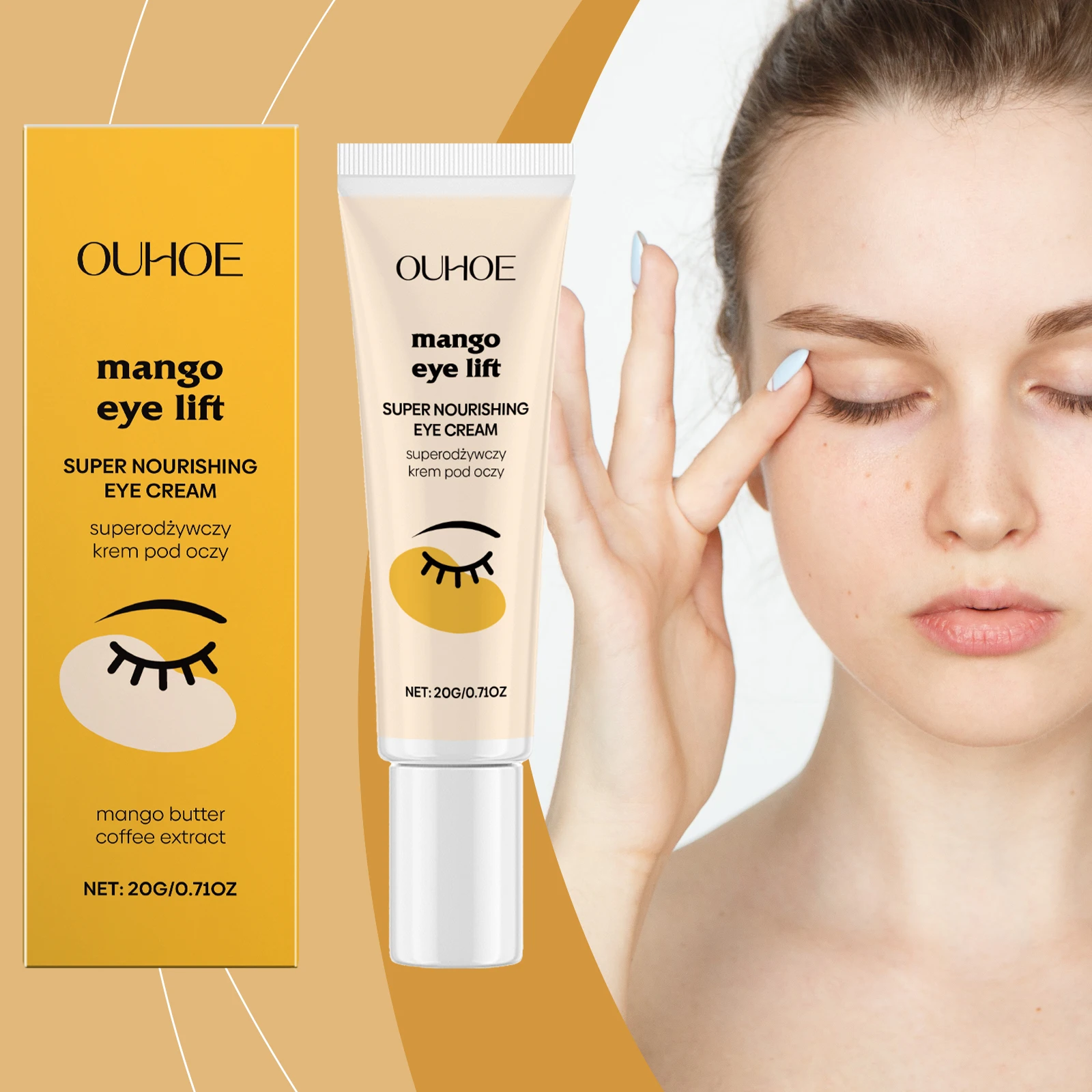 Mango Eye Lift Cream – Super nährende Augenbehandlung mit Mangobutter- und Kaffeerextrakt, Anti-Aging-Augencreme für Augenringe