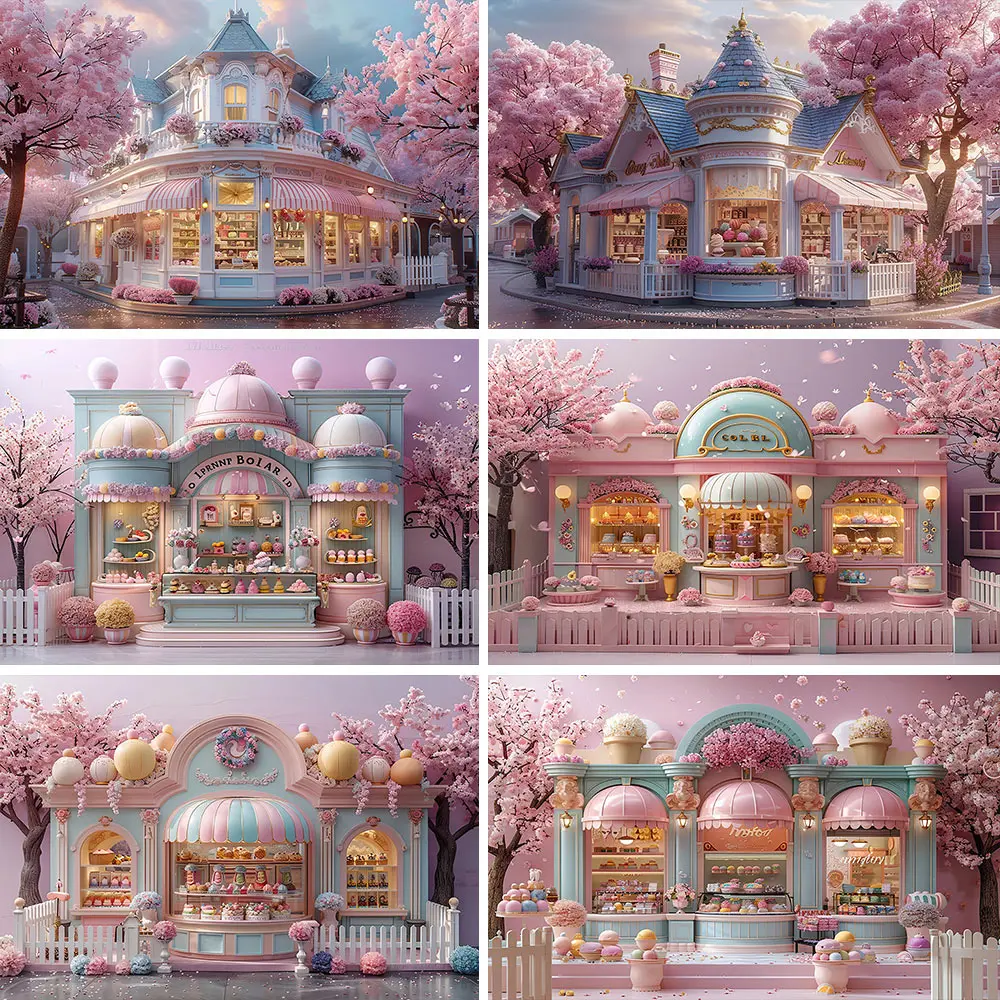 خلفية التصوير الفوتوغرافي للأطفال حديثي الولادة ، صالون الآيس كريم ، صورة تحطيم الكعكة ، كشك الصور ، أزهار الكرز الخلفية