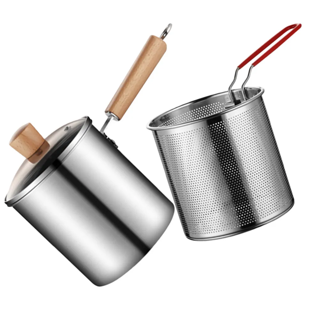 

1Set Stainless Steel Frying Pot Large Capacity Heat Resistant Cookware for Induction Soup Milk Cooking Deep Fryer Basket Kitchen